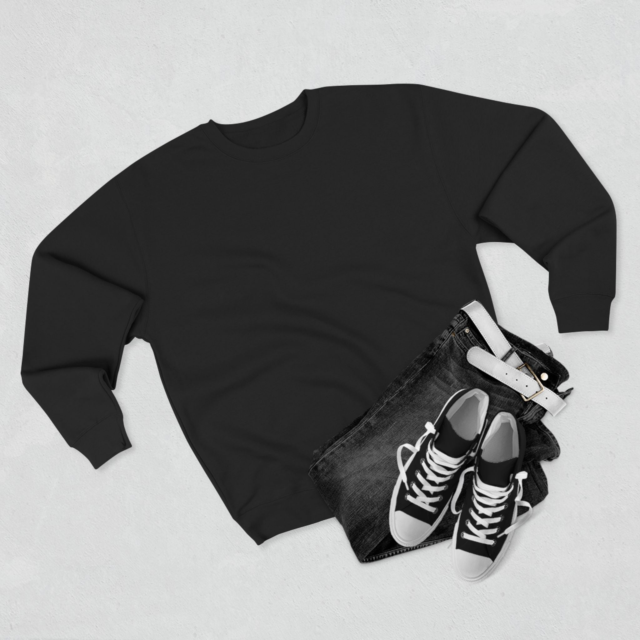 Men's Back Printed Minimalist Black Crew Neck Sweatshirt - INALLBLACK