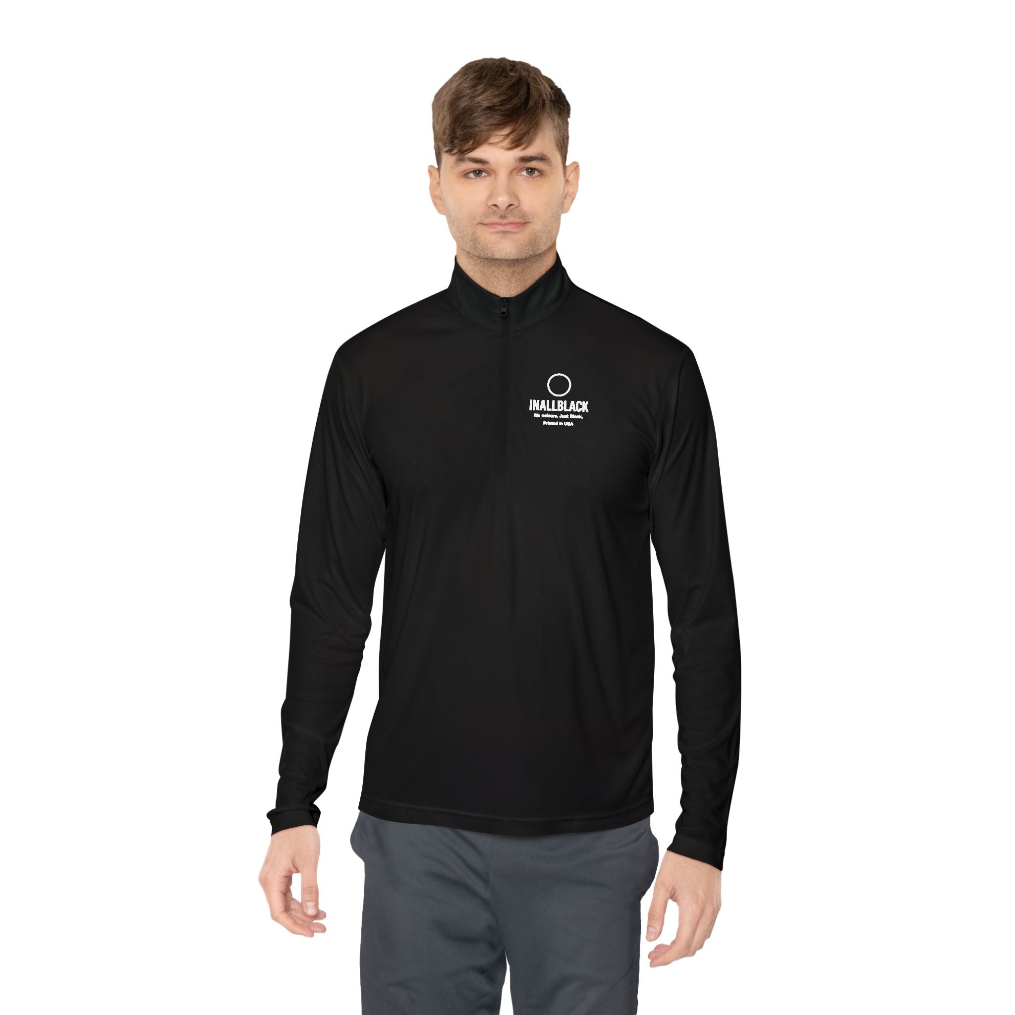 Stylish Men's Quarter-Zip Pullover - INALLBLACK